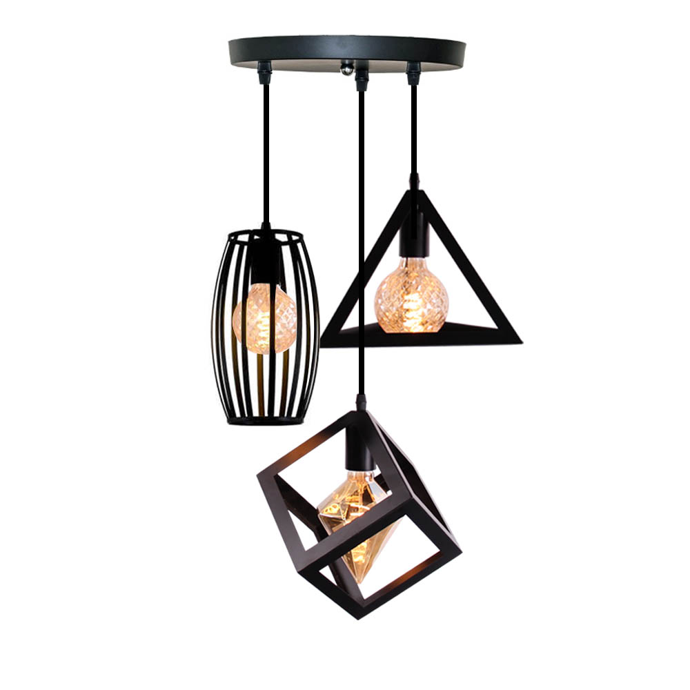 Nórdica colgante luces vintage industrial lámpara arte del hierro Loft jaula colgante iluminación de techo cocina sala para E27 bombilla LED
