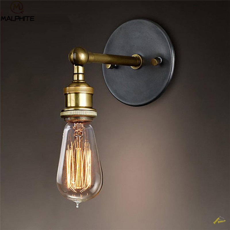 Aplique Retro americano lámparas Vintage para pared, luces para Loft, Bombilla E27, hierro chapado (B)