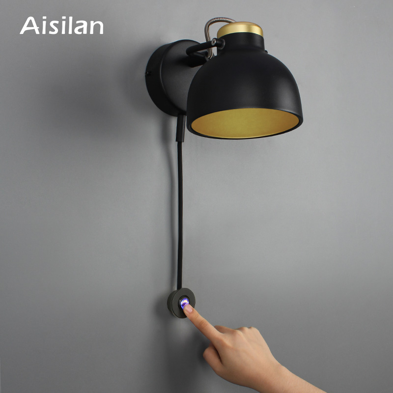 Lámpara cabecero cama lectura orientable, control de color luz y brillo variable.