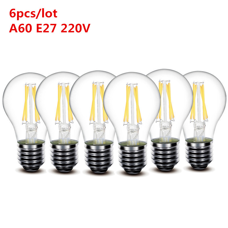 Bombillas LED de filamento - estilo Edison - Lote 6 unidades