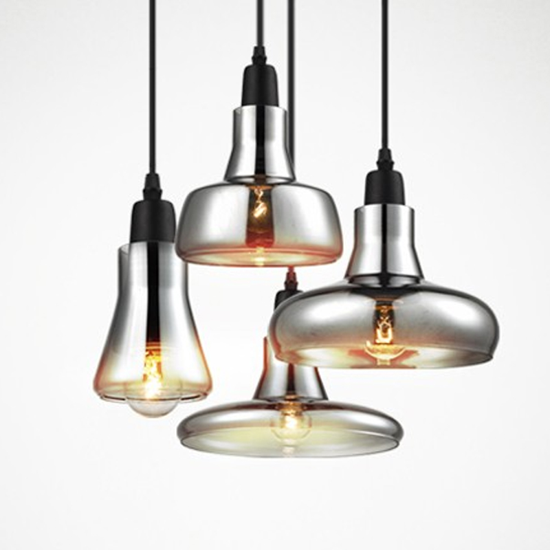 Lámpara colgante de cristal vintage de color gris claro, color claro, lámparas colgantes de color ámbar con bombillas 110V/220V luces colgantes led