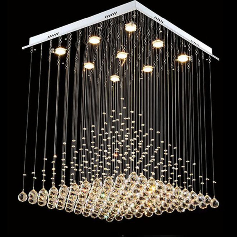 Moderno candelabro LED de cristal cuadrado K9 con forma de pirámide lámparas escalera sala de estar dormitorio candelabro Manggic