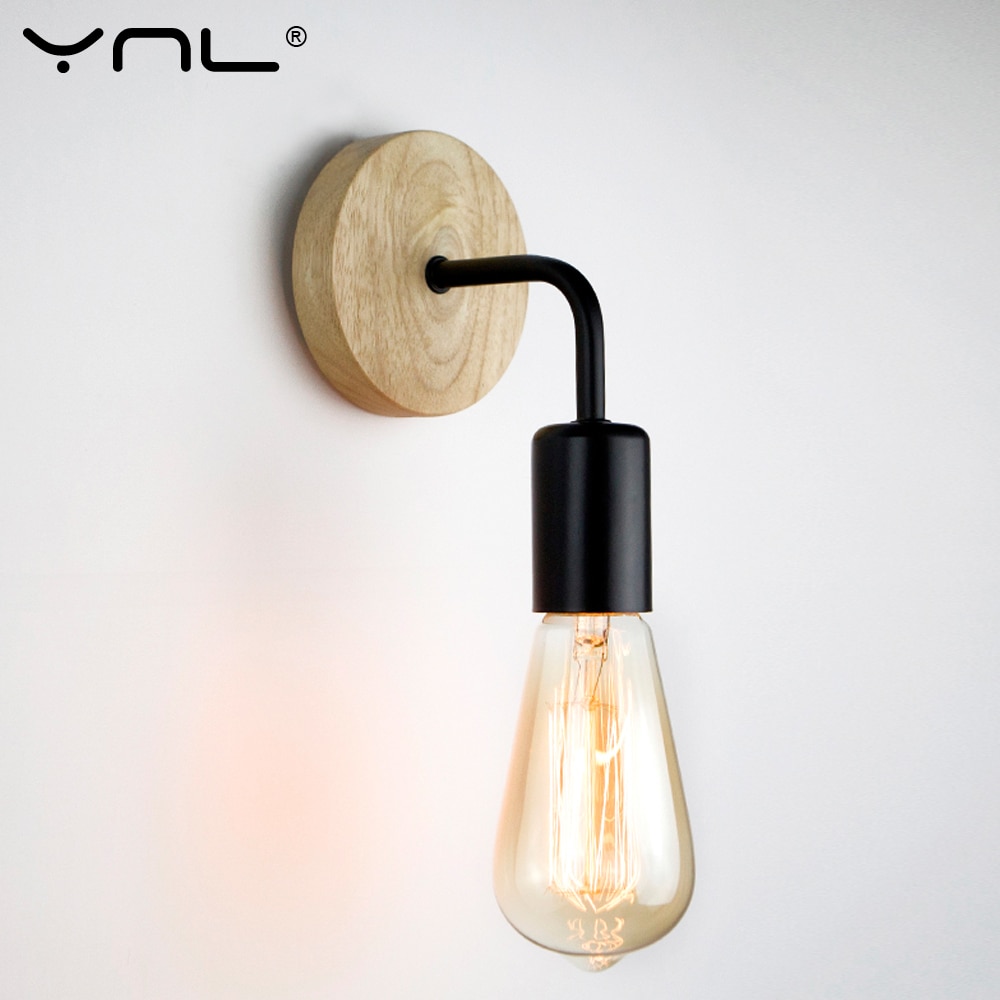 Aplique con base de madera estilo Industrial (Black)