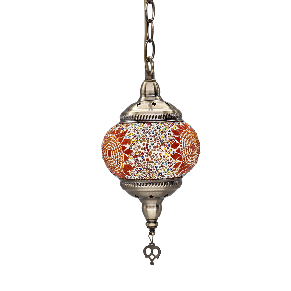 Lámpara echa a mano con mosaicos de cristal colores estilo árabe marroquí, portalámparas E27.