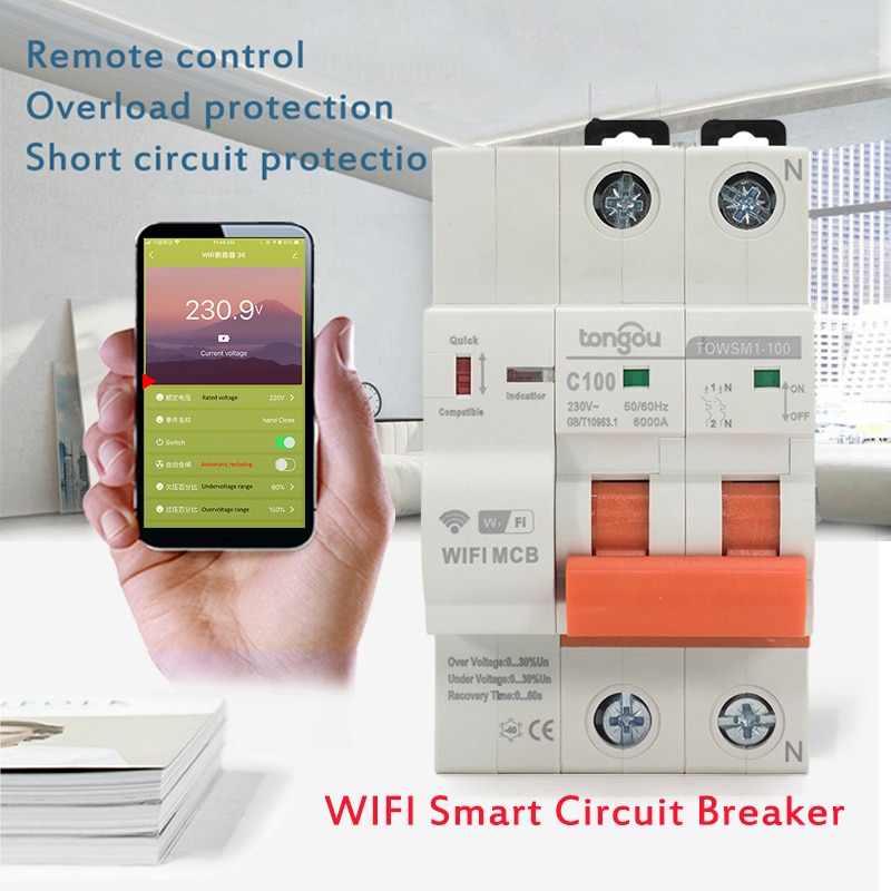 Interruptor magnetotérmico inteligente 16A-100A- Disyuntor wifi