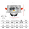 Luz LED regulable para techo 7W 9W 12W 15W bombilla Led para dormitorio cocina interior luces LED cuadradas luces empotrables de techo - Imagen 2