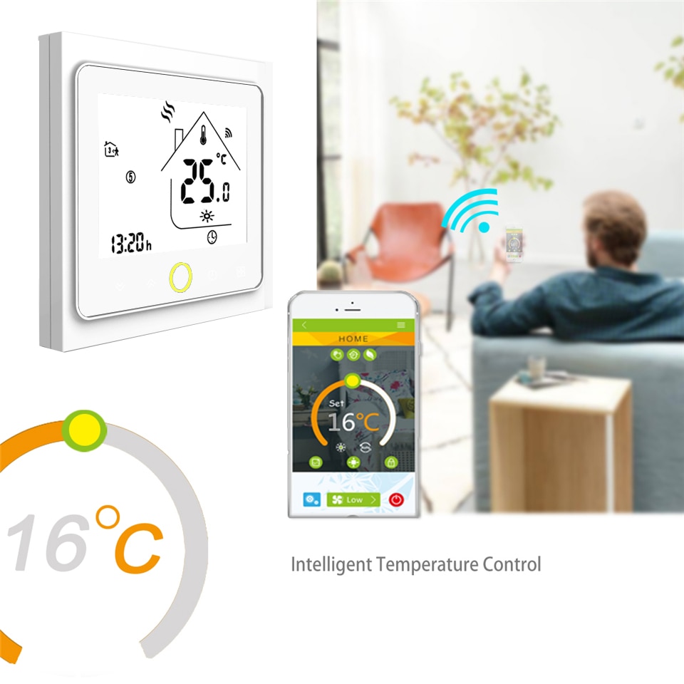 Comprar Termostato inteligente WiFi para caldera de Gas, controlador de  temperatura de calefacción por suelo radiante eléctrico de agua, funciona  con Alexa y Google Home