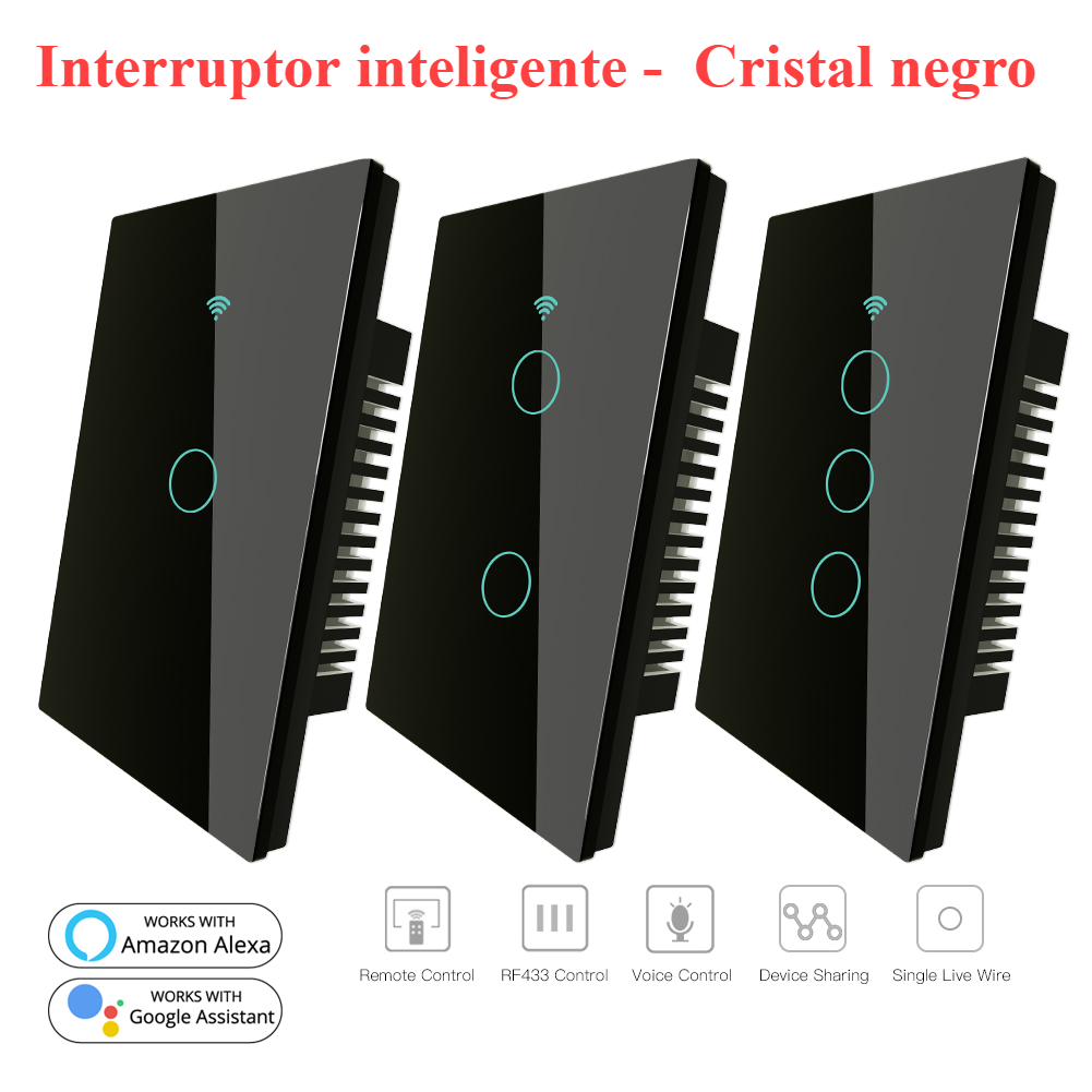 Interruptor Inteligente Wifi - Interruptor Táctil Negro, 1 Circuito,  Interruptor Diseño Minimalista - SMART HOME