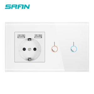 Doble mecanismo Inteligente Wifi empotrado con enchufe 2 USB y tecla táctil en cristal 7 Doble mecanismo Inteligente Wifi empotrado con enchufe 2 USB y tecla táctil en cristal