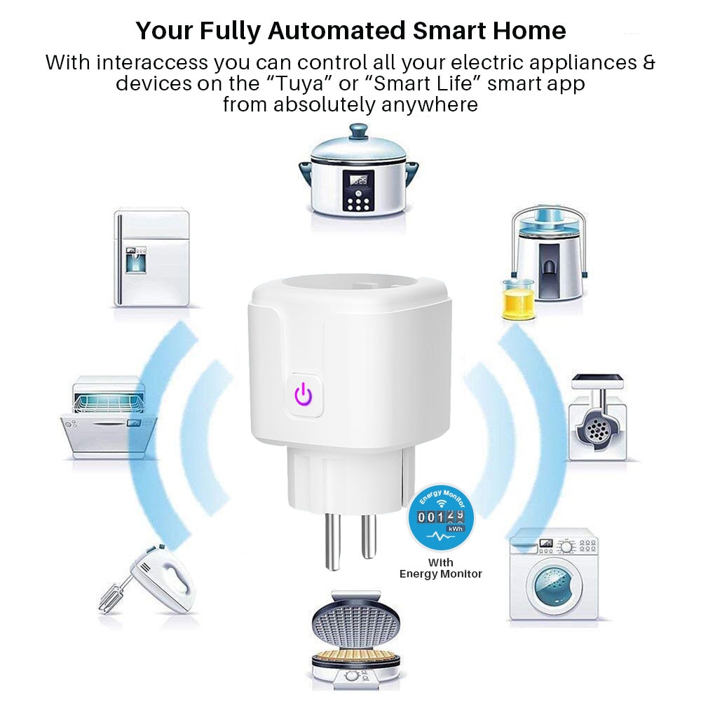 Enchufe inteligente con Wifi, toma de corriente de 16A/20A, AC100-240V,  Alexa, Google Home, Control por voz, aplicación Tuya Smart Life